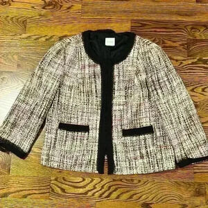 KATE HILL size 10 brocade Women's acrylic Jacket Azalea Pink & Black